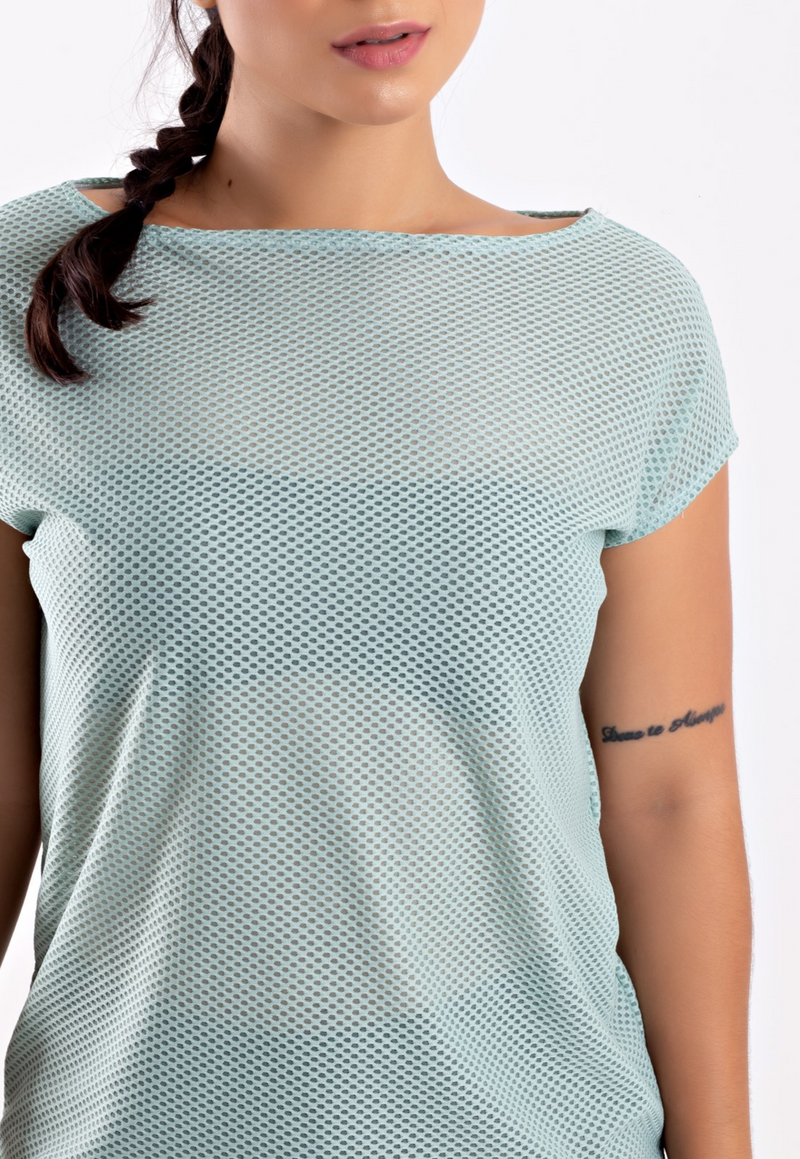 Blusa Manga Curta Verde Fitness Tela