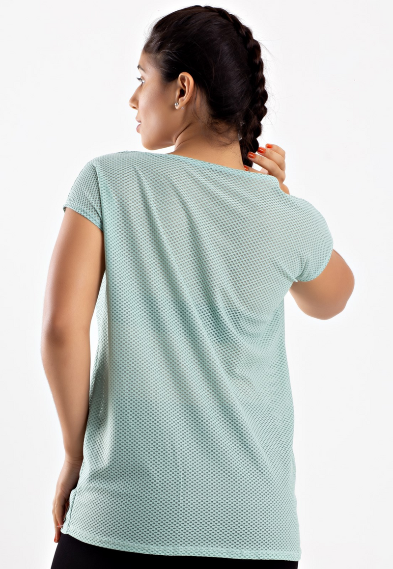 Blusa Manga Curta Verde Fitness Tela