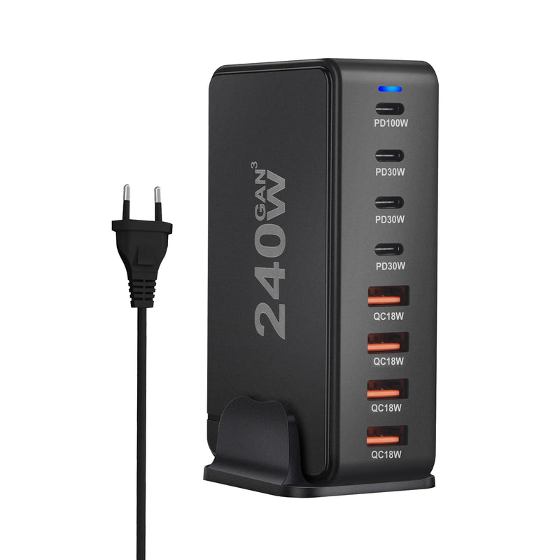 GaN Pro - Hub de Carga Rápida 8 em 1 Carregador USB-C 240W