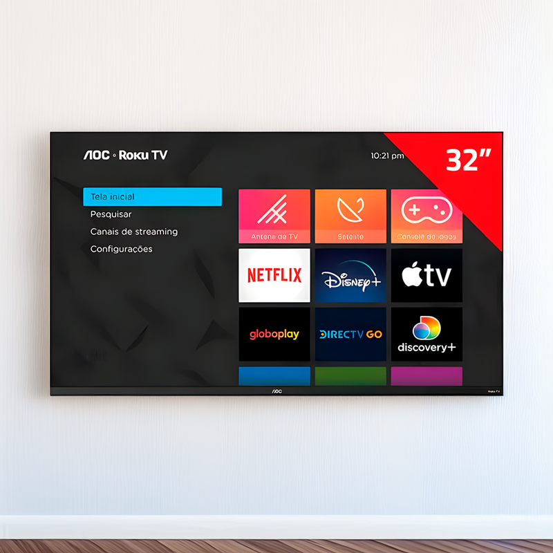 Smart Tv Led Hd 32 Polegadas Aoc Sistema Roku Tv Wi-fi HDMI