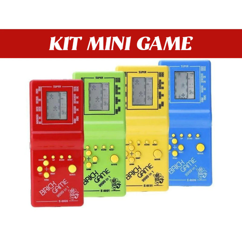 Kit Vídeo Game Portatil - Mini Game Retrô Cores Aleatórias Transparente.