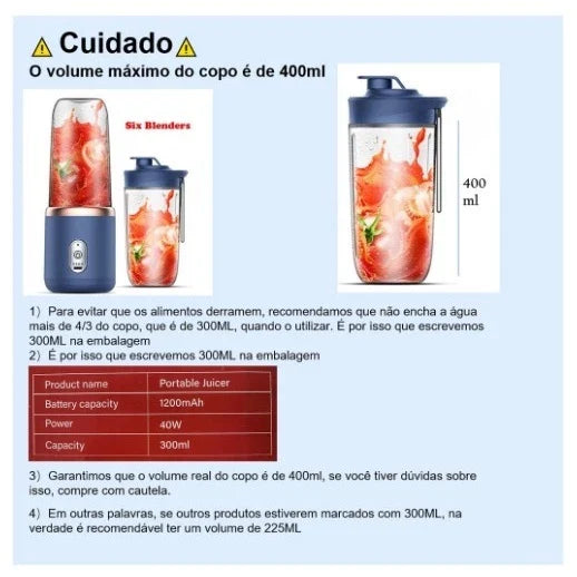 Mini Liquidificador Portátil 400ML