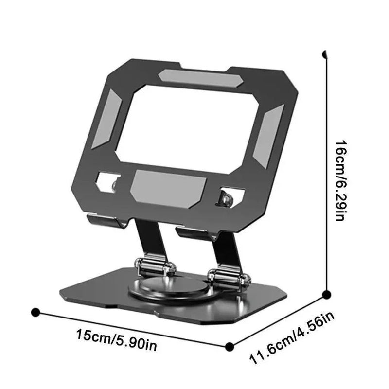 Suporte Alumínio de Mesa Base Rotatória Ajustável Dobrável 360º Para Tablets