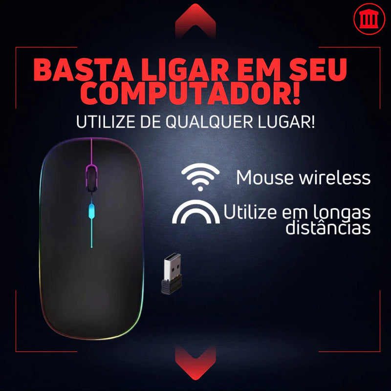 Mouse Sem Fio Recarregável Led RGB