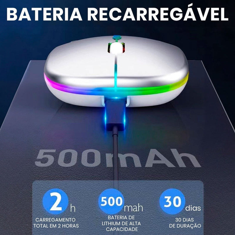 Mouse Sem Fio Recarregável Led RGB